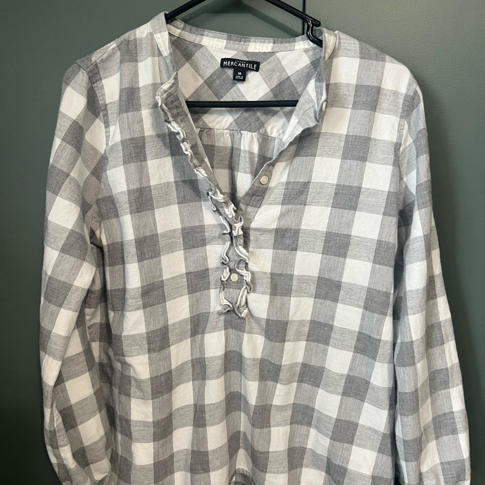 Gray Plaid Blouse